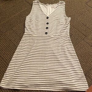 LOFT Black and White Striped Dress